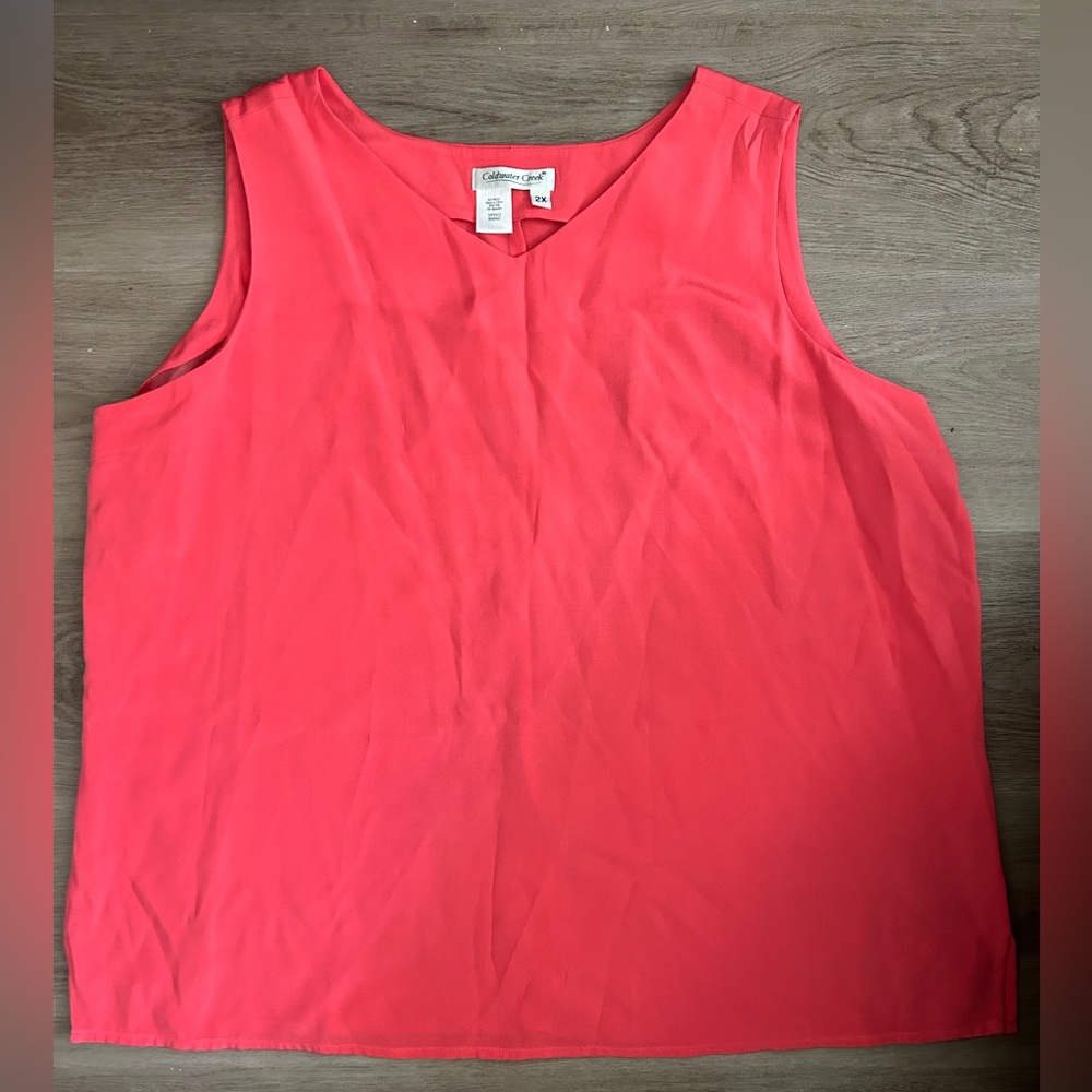 Coldwater Creek Vintage Coral Pink Sleeveless V-Neck Tank